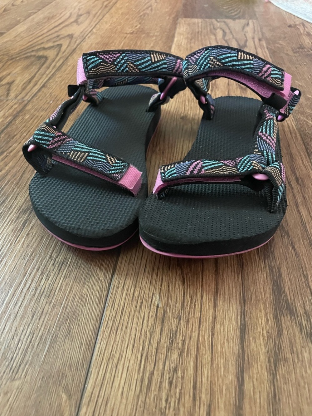 Teva Kids Original Universal Black Outdoor Sandals with Multicolor Straps